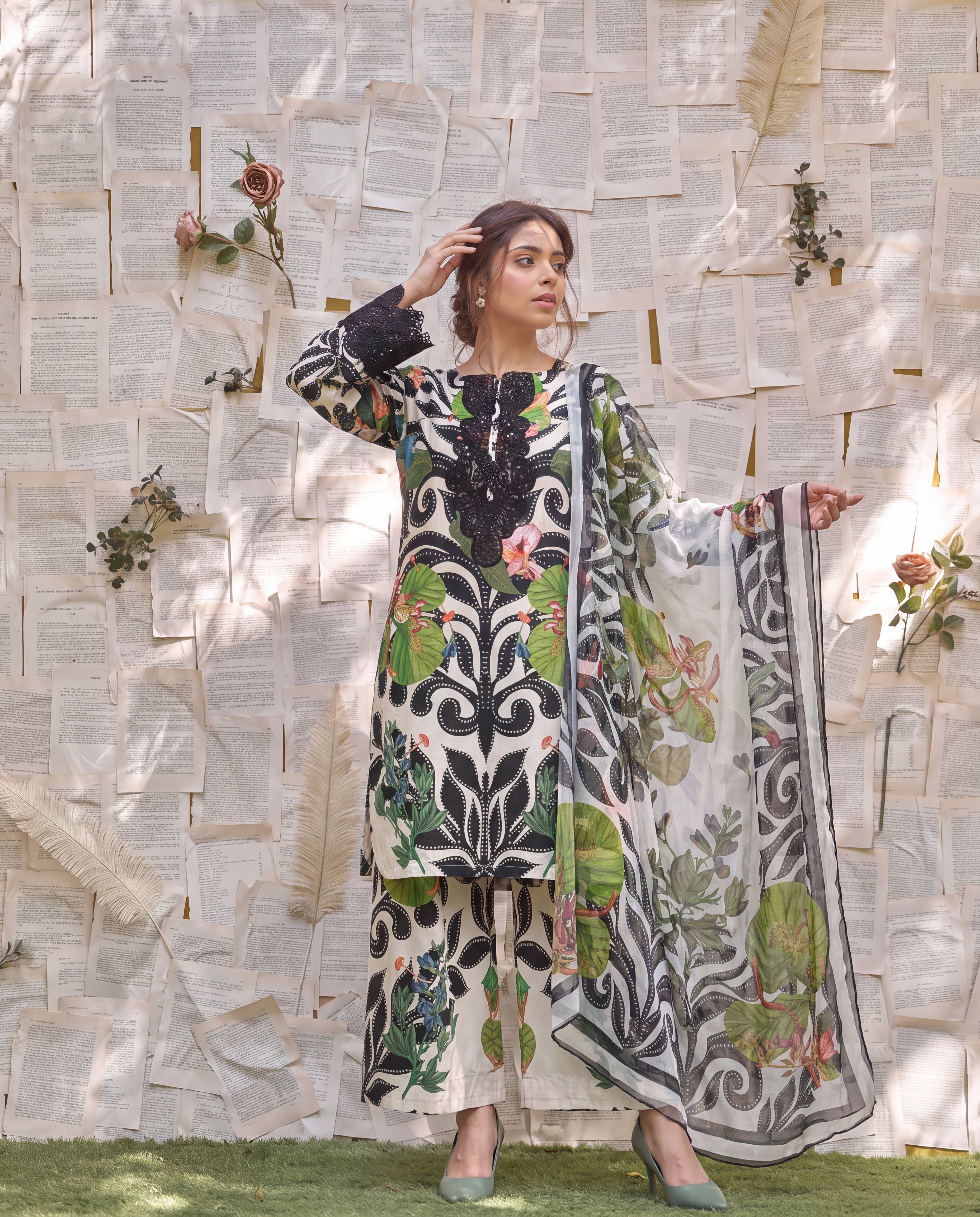 Sanam White - Printed Lawn Cotton Suit