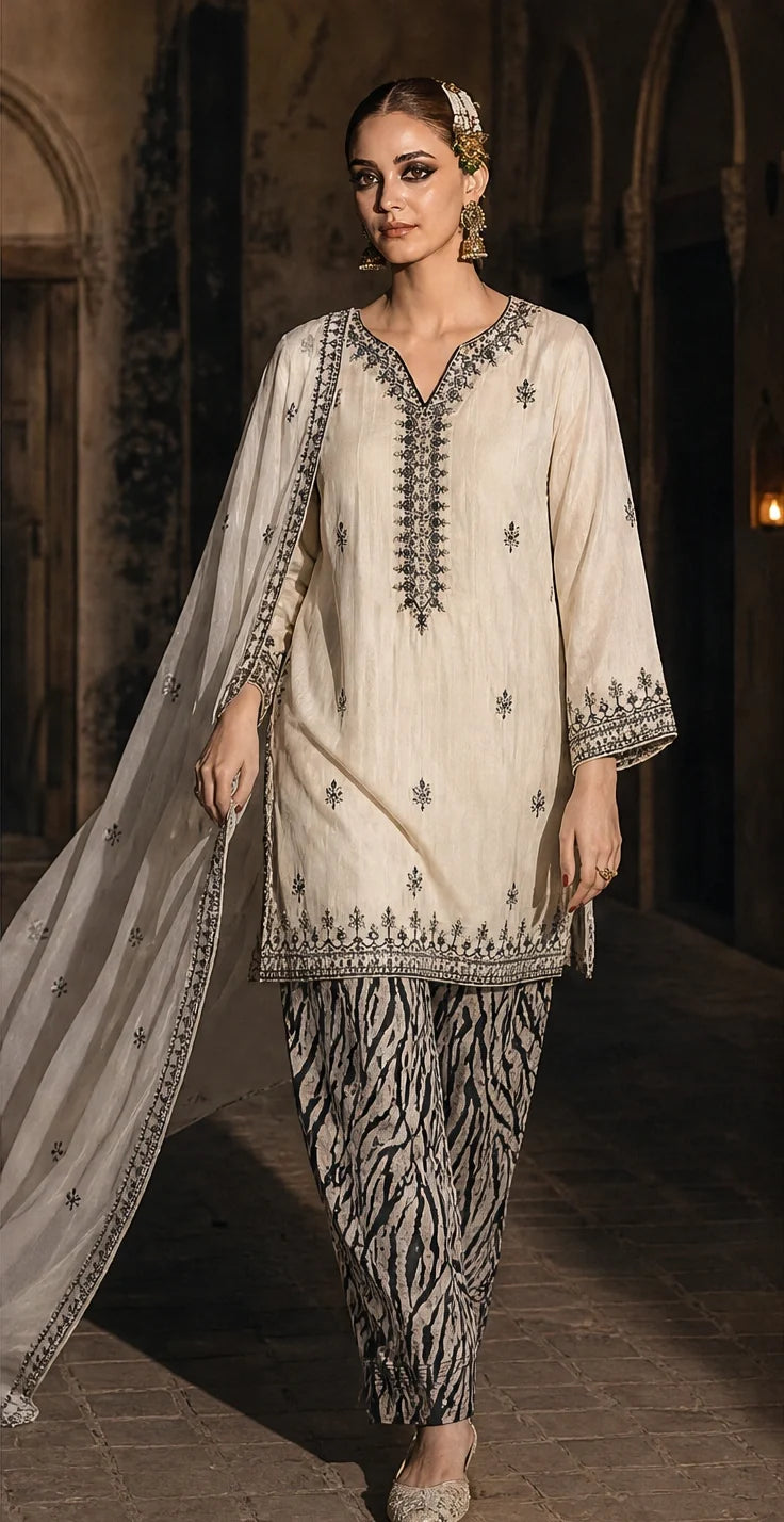 Claira - 3 Piece Embroidered Silk viscose