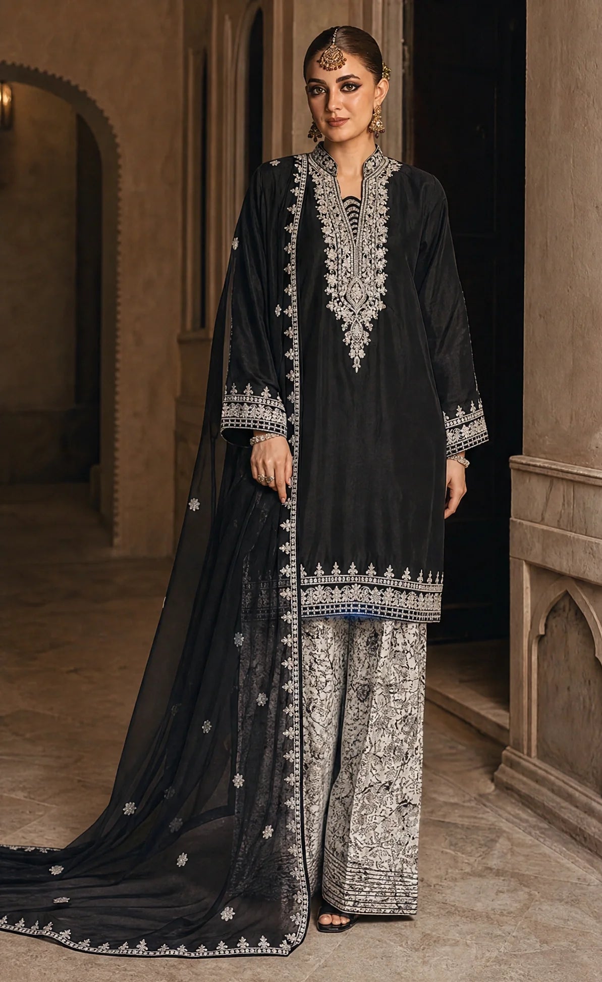 Noiree - 3 Piece Embroidered Silk viscose