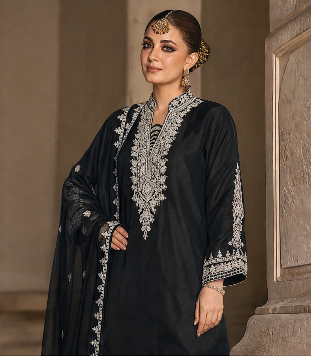 Noiree - 3 Piece Embroidered Silk viscose