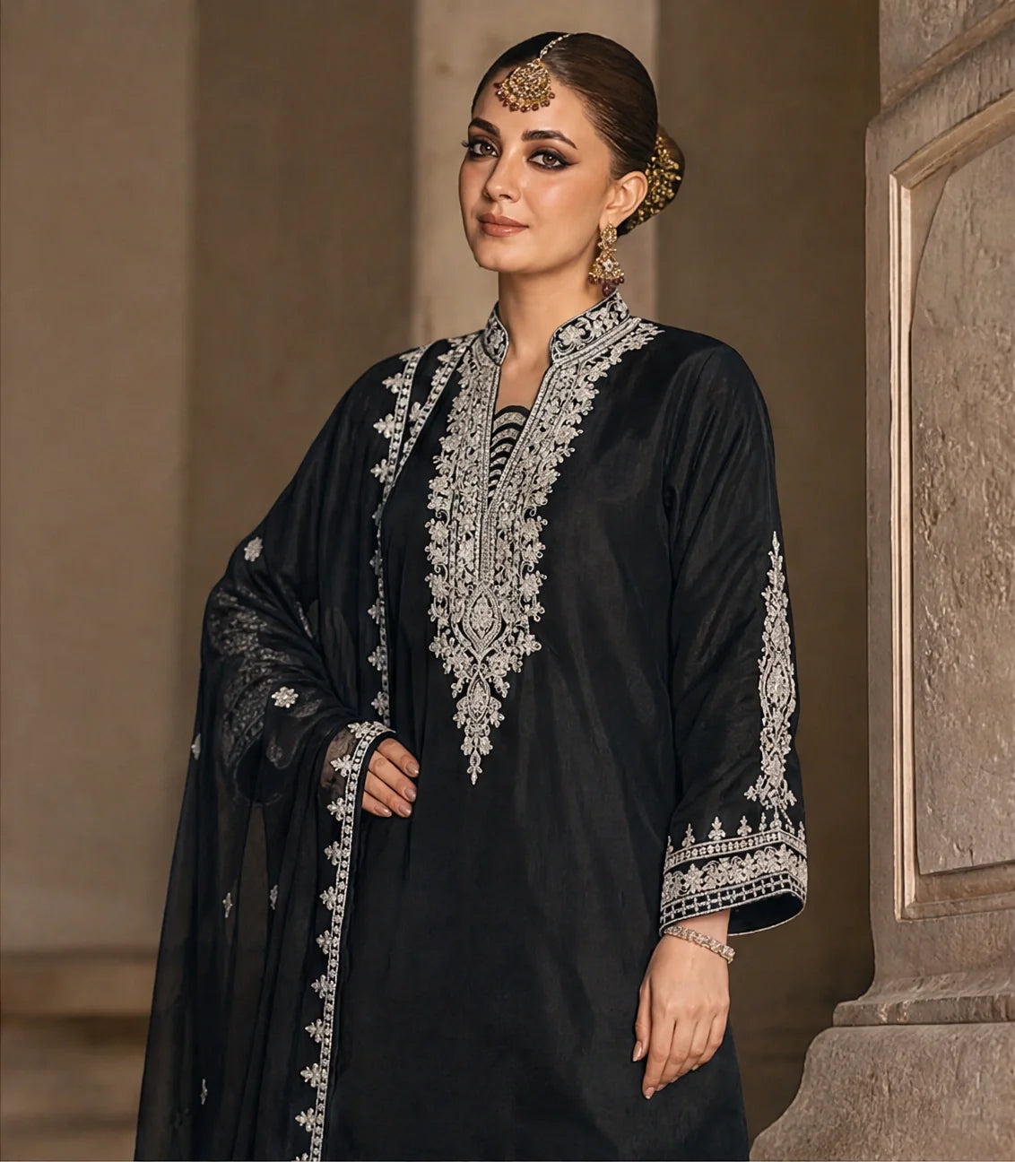 Noiree - 3 Piece Embroidered Silk viscose