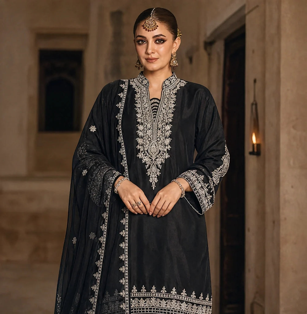 Noiree - 3 Piece Embroidered Silk viscose