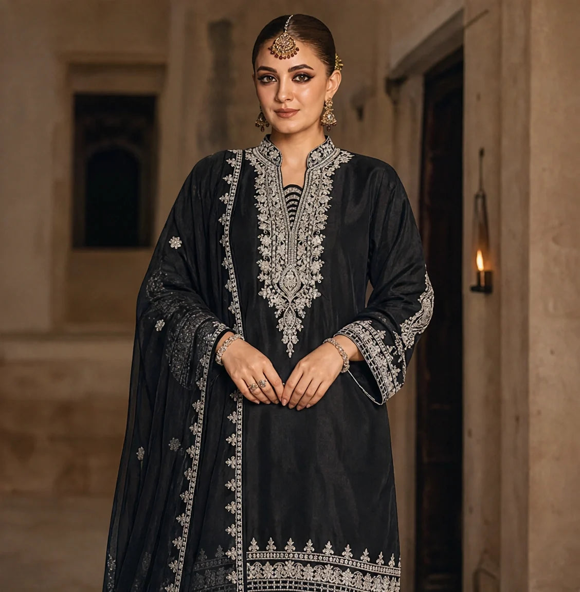 Noiree - 3 Piece Embroidered Silk viscose