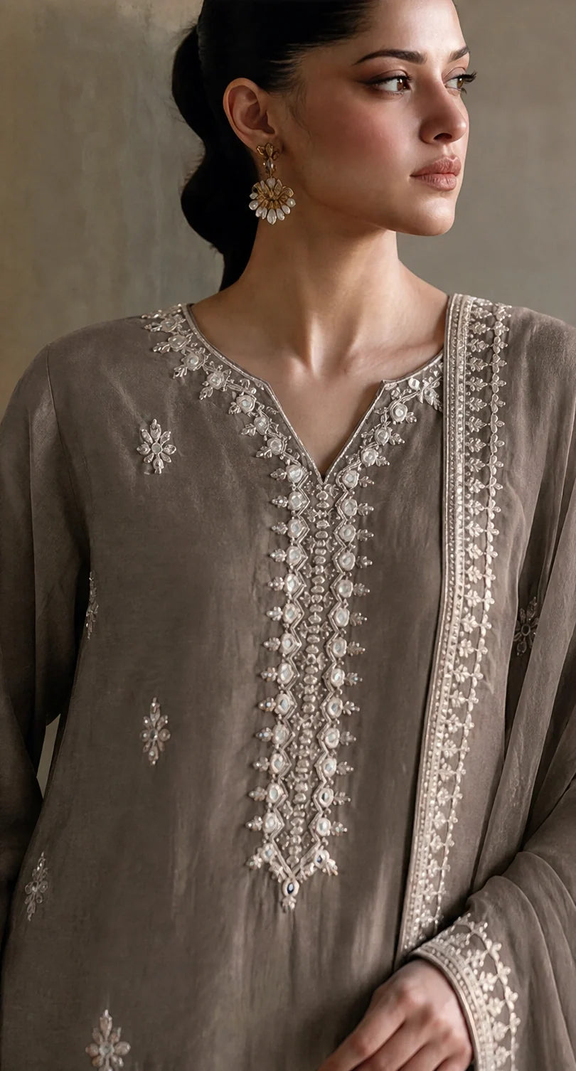 Mokkara - 3 Piece Embroidered Silk viscose