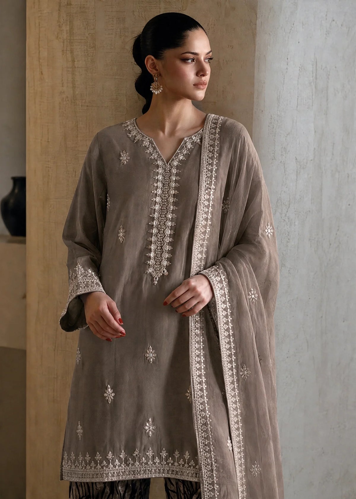 Mokkara - 3 Piece Embroidered Silk viscose