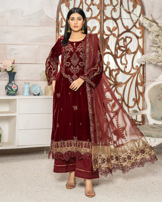 Laal Bagh - 3Pc Velvet Suit (Pret)