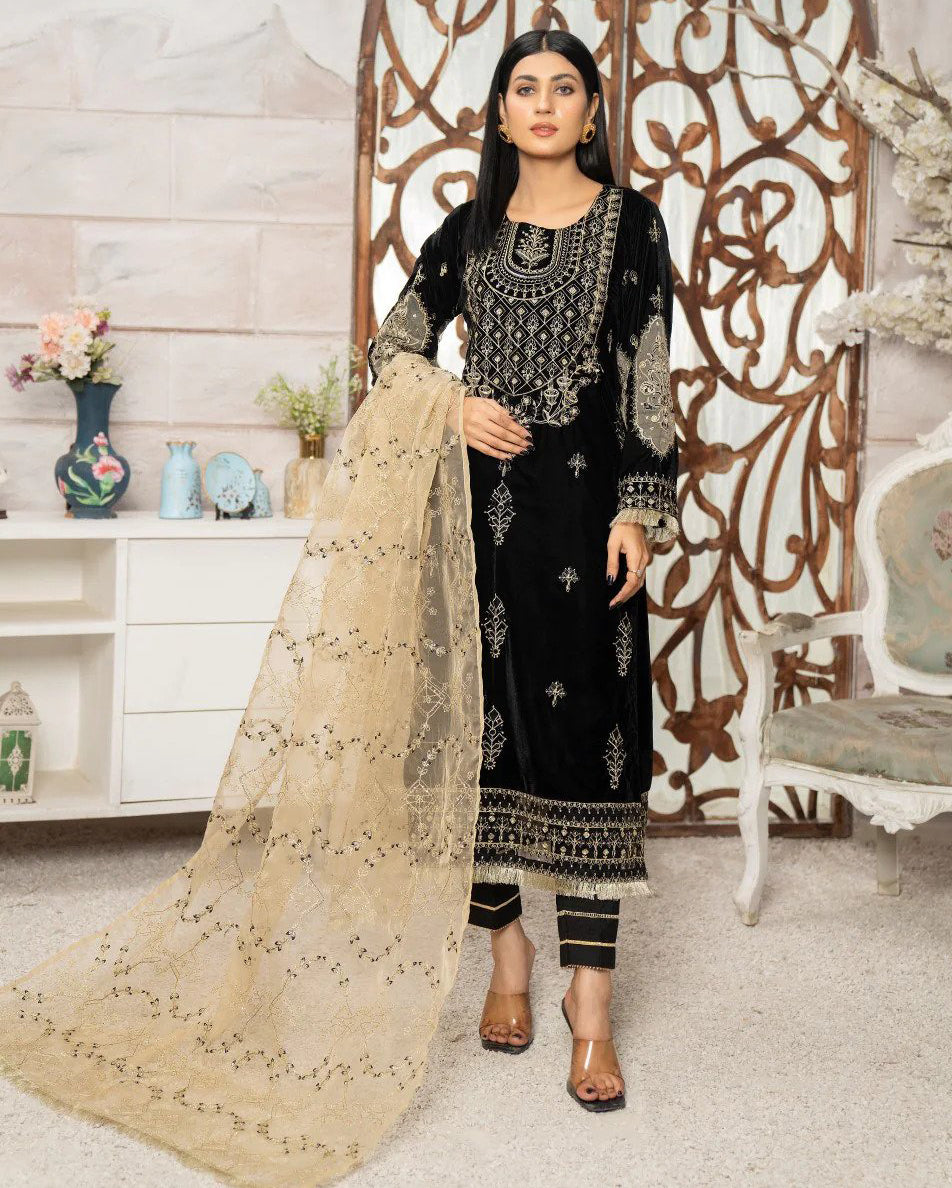 Miraculous - 3Pc Velvet Suit (Pret) - Sherry's wardrobe