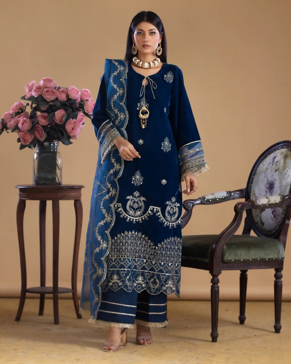 Gem Stone - 3Pc Velvet Suit (Pret) - Sherry's wardrobe
