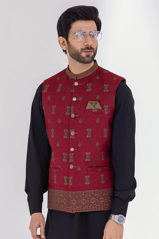 FULL EMBROIDERED WAISTCOAT RED