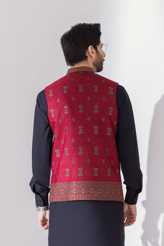 FULL EMBROIDERED WAISTCOAT RED
