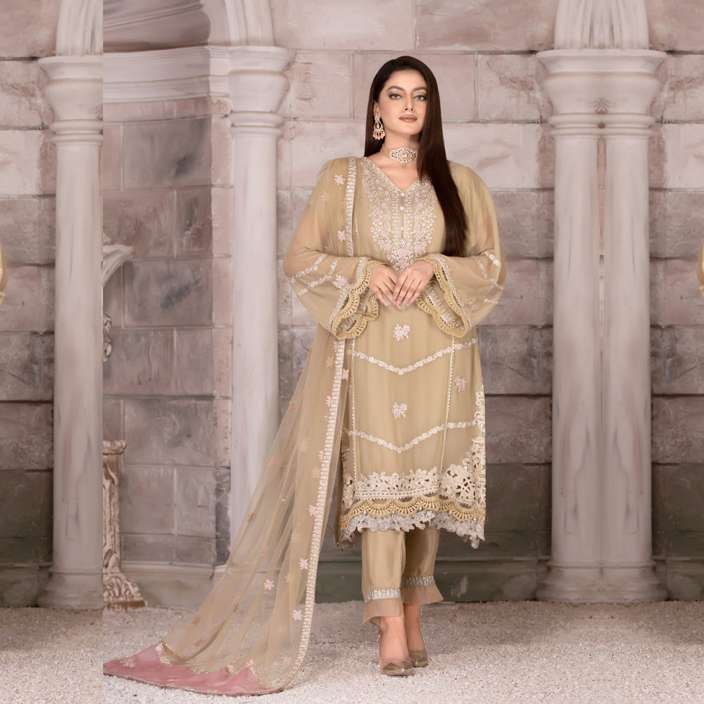 3 Piece Embroidered Chiffon Suit - Sherry's wardrobe