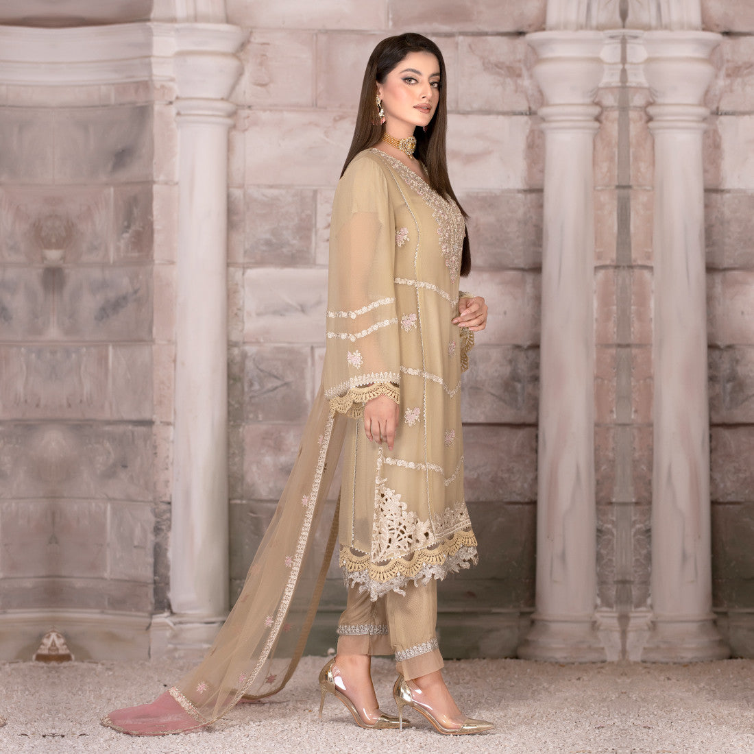 3 Piece Embroidered Chiffon Suit - Sherry's wardrobe