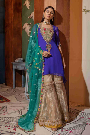 Embroidered Shirt (Hand Embroidered Kora, Dabka, and Gotta work) Online